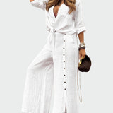 Mia - Dames, moderne, eentonige, tweedelige jumpsuit