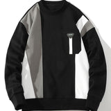 Bas | Sweater met kleurvlakken en borstzak