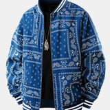 Boaz | Baseball jack met paisleyprint en staande kraag