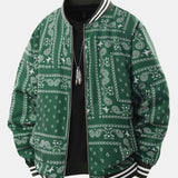 Boaz | Baseball jack met paisleyprint en staande kraag
