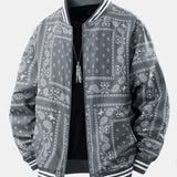 Boaz | Baseball jack met paisleyprint en staande kraag
