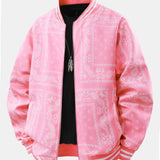 Boaz | Baseball jack met paisleyprint en staande kraag