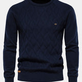 Cas | Jacquardtrui met geometrisch motief en ronde hals