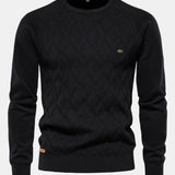 Cas | Jacquardtrui met geometrisch motief en ronde hals