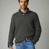 Hugo | Marineblauwe structuurtrui met halve rits