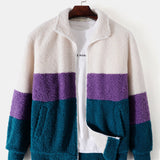 Casper | Teddyfleece jas met kleurblokken en rits