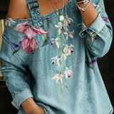 Carla - Denim Top met Ontblote Schouders