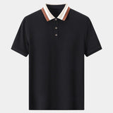 Chiel | Lichtgrijze polo met contrastkraag