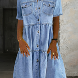 Sophia - Casual Elegante Denim Jurk