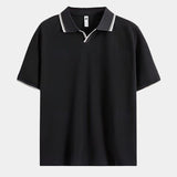 Dick | Zwarte polo met open kraag