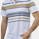 Diede | Witte polo met meerkleurige strepen