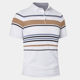 Diede | Witte polo met meerkleurige strepen