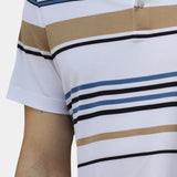 Diede | Witte polo met meerkleurige strepen