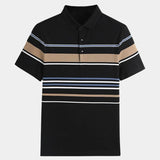 Diede | Witte polo met meerkleurige strepen