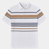 Diede | Witte polo met meerkleurige strepen