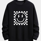 Diederik | Sweater met schaakbord- en smileyprint en relaxte pasvorm