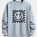 Diederik | Sweater met schaakbord- en smileyprint en relaxte pasvorm