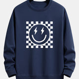 Diederik | Sweater met schaakbord- en smileyprint en relaxte pasvorm