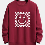 Diederik | Sweater met schaakbord- en smileyprint en relaxte pasvorm