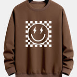 Diederik | Sweater met schaakbord- en smileyprint en relaxte pasvorm