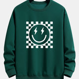 Diederik | Sweater met schaakbord- en smileyprint en relaxte pasvorm