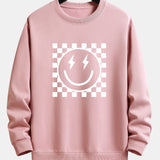 Diederik | Sweater met schaakbord- en smileyprint en relaxte pasvorm