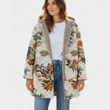 Hanneke | Boho-Sherpa-jas met capuchon met Bloemenpatroon