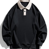 Finn | Polosweater met contrastdetails en wafelstructuur en relaxte pasvorm