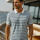 Fokko | Blauwe gestreepte polo