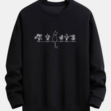 Folkert | Sweater met kat- en plantenprint en relaxte pasvorm