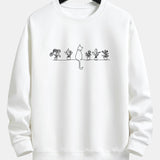 Folkert | Sweater met kat- en plantenprint en relaxte pasvorm