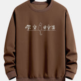 Folkert | Sweater met kat- en plantenprint en relaxte pasvorm