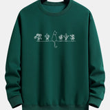 Folkert | Sweater met kat- en plantenprint en relaxte pasvorm