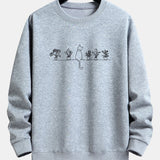 Folkert | Sweater met kat- en plantenprint en relaxte pasvorm