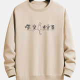 Folkert | Sweater met kat- en plantenprint en relaxte pasvorm