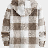 Gerard | Geruite teddyfleece jas met capuchon