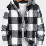 Gerard | Geruite teddyfleece jas met capuchon