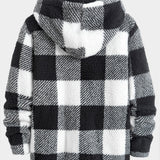 Gerard | Geruite teddyfleece jas met capuchon