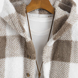Gerard | Geruite teddyfleece jas met capuchon