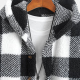 Gerard | Geruite teddyfleece jas met capuchon