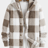 Gerard | Geruite teddyfleece jas met capuchon