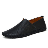 Gerhard | Marineblauwe leren instaploafers