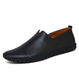 Gerhard | Marineblauwe leren instaploafers