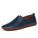 Gerhard | Marineblauwe leren instaploafers