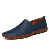 Gerhard | Marineblauwe leren instaploafers