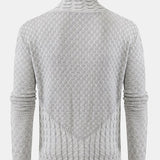 Guus | Gebreide jacquard coltrui met leren gespdetails