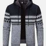 Harm | Trui met capuchon, rits en geometrisch patroon