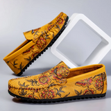 Heiko | Leren loafers met bloemenreliëf