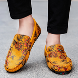 Heiko | Leren loafers met bloemenreliëf