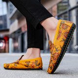 Heiko | Leren loafers met bloemenreliëf